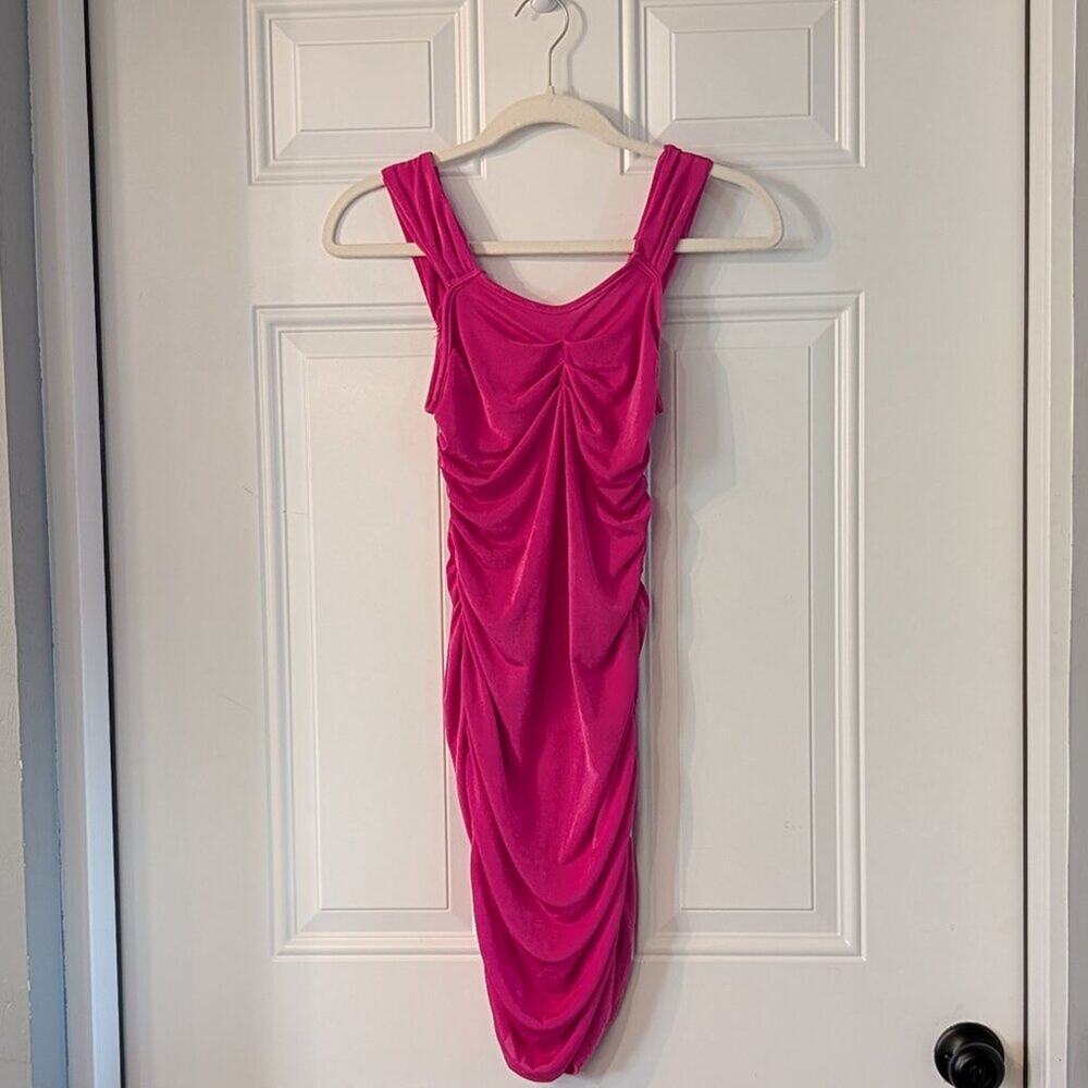 Bright Pink Ruched Bodycon Party Dress Sleeveless Girls Size 12Y NWT